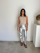 Load image into Gallery viewer, Jigsaw Leather Silver Trousers