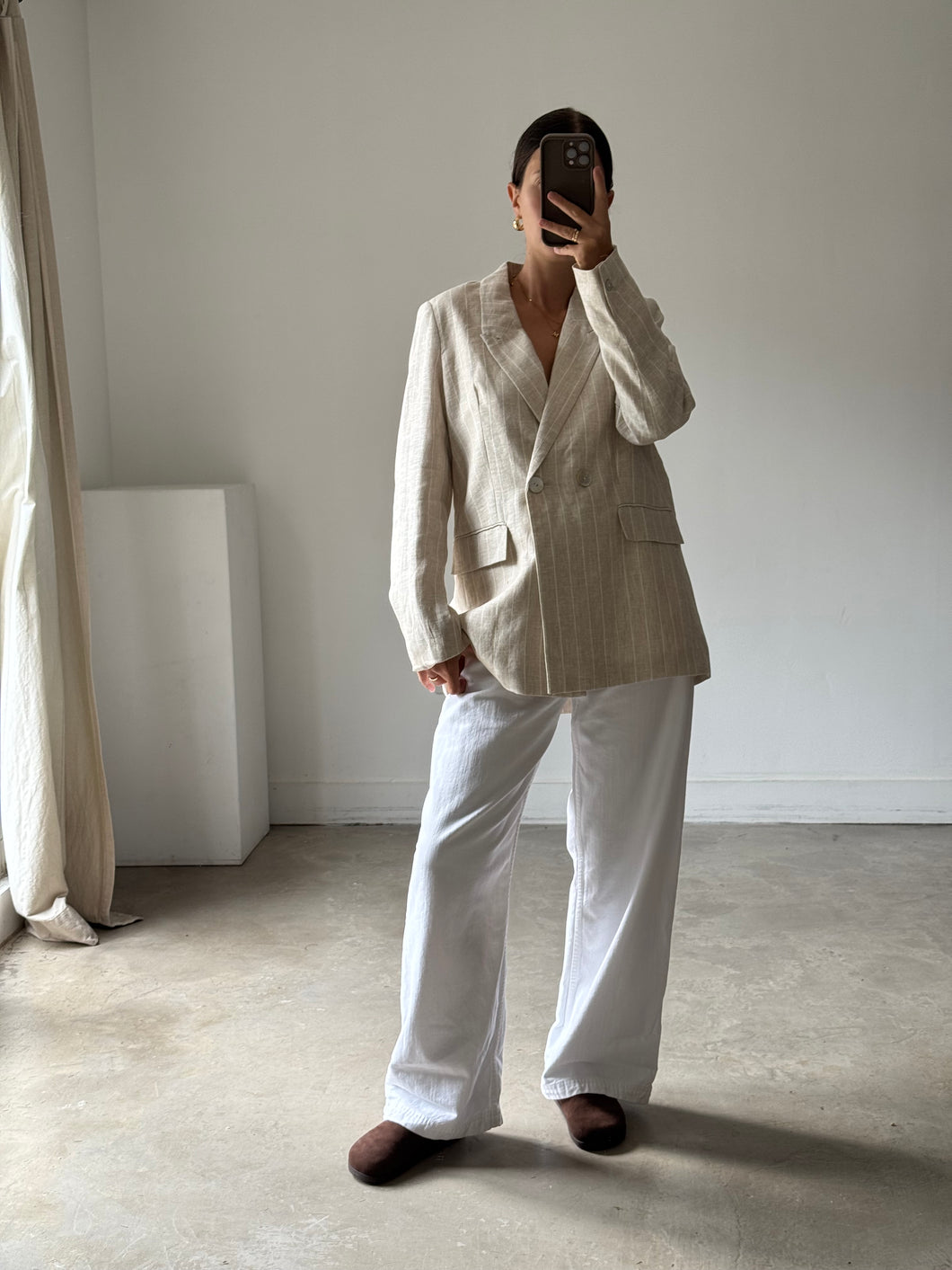 Mango Linen Pin Stripe Blazer NEW