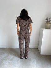 Load image into Gallery viewer, Leopard Print Denim Jumpsuit NEW
