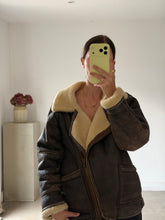 Load image into Gallery viewer, Vintage Sheepskin Aviator Jacket
