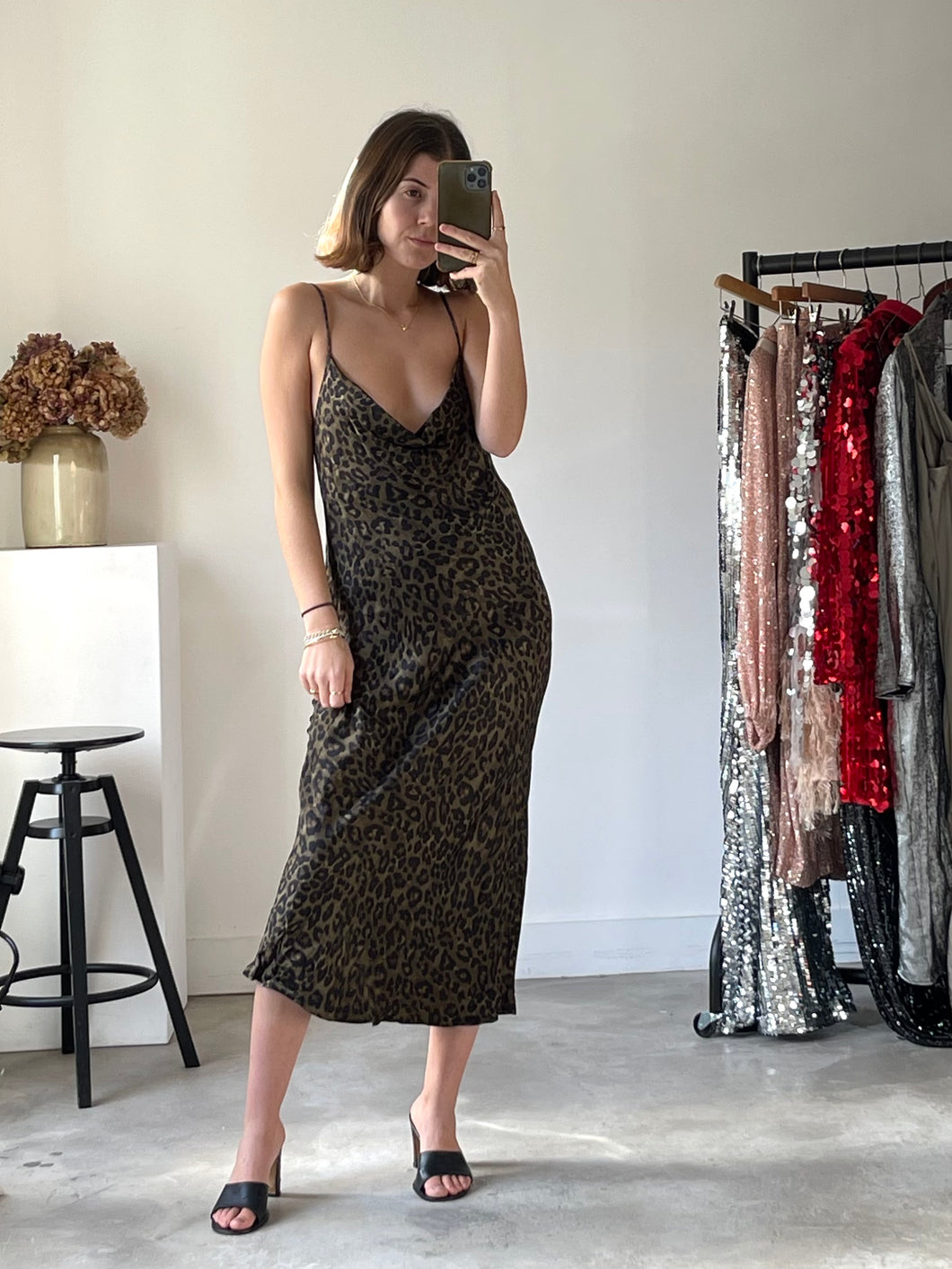 Zara Leopard Satin Dress