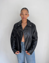 Load image into Gallery viewer, Whistles Leather Croc Biker Jacket
