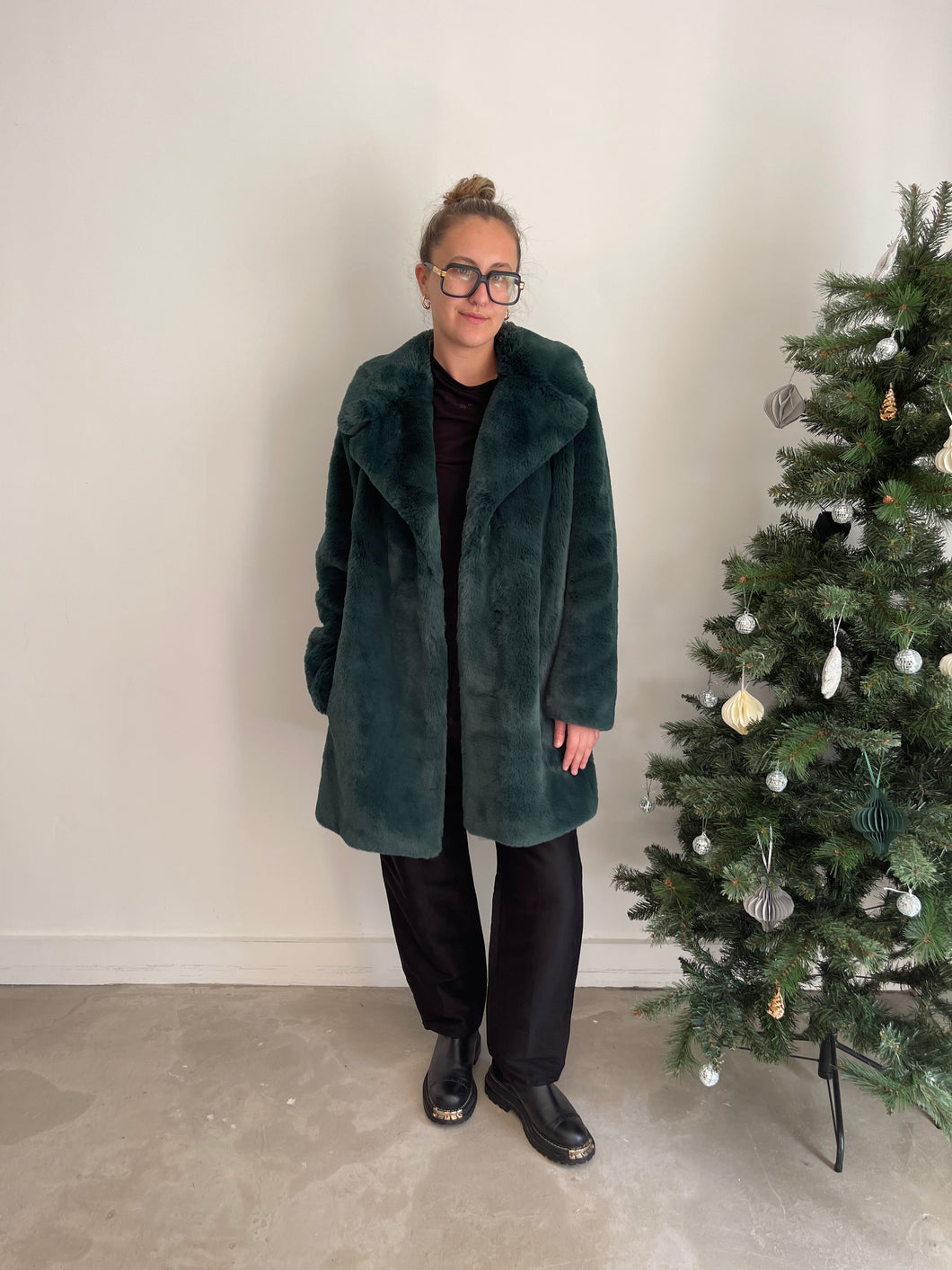 Diane Von Furstenberg Fur Green Coat