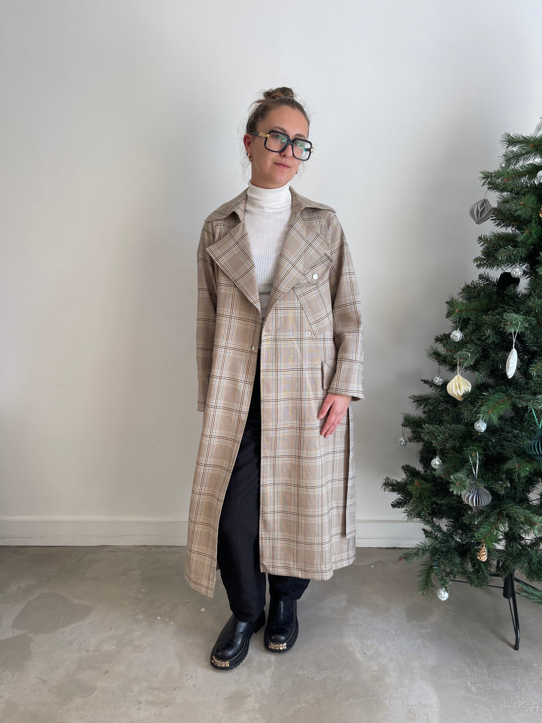 Topshop Checked Trench Coat