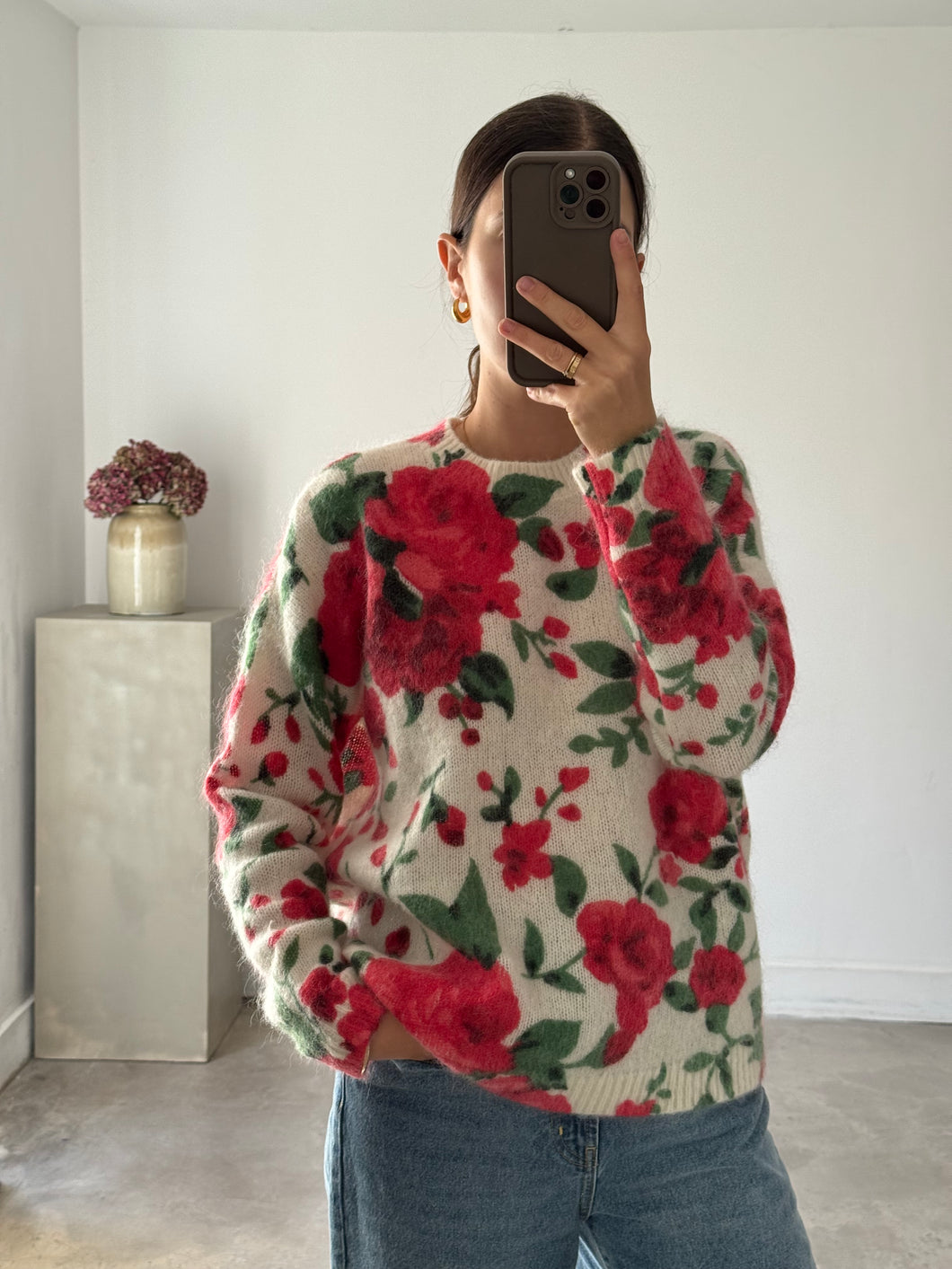 Sezane Floral Wool / Mohair Blend Jumper
