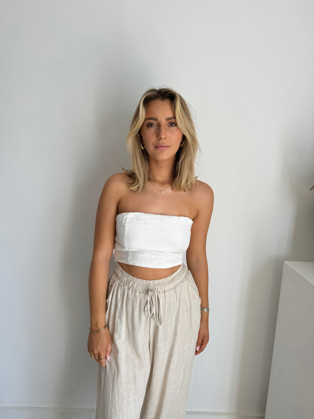 Zara Linen Bandeau Top