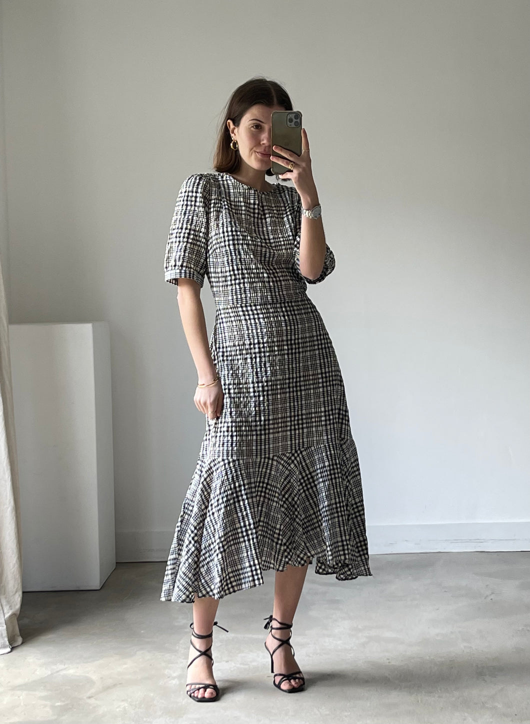 Checked Midi Dress