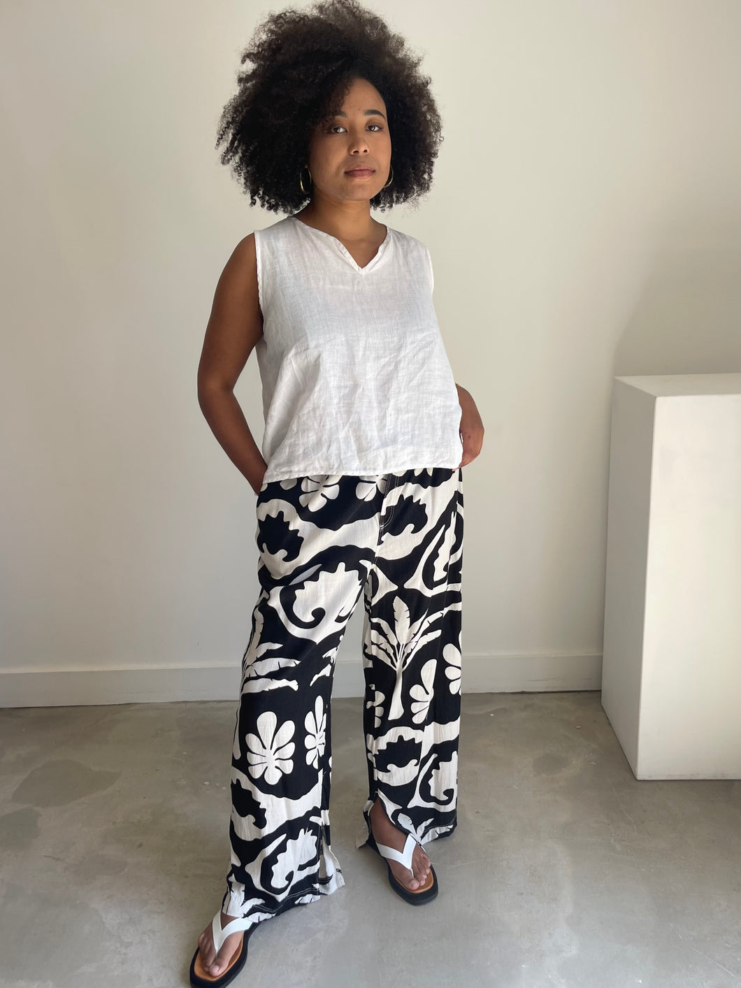 H&M Patterned Linen Trousers