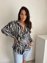 Load image into Gallery viewer, Zebra Print Satin Shirt
