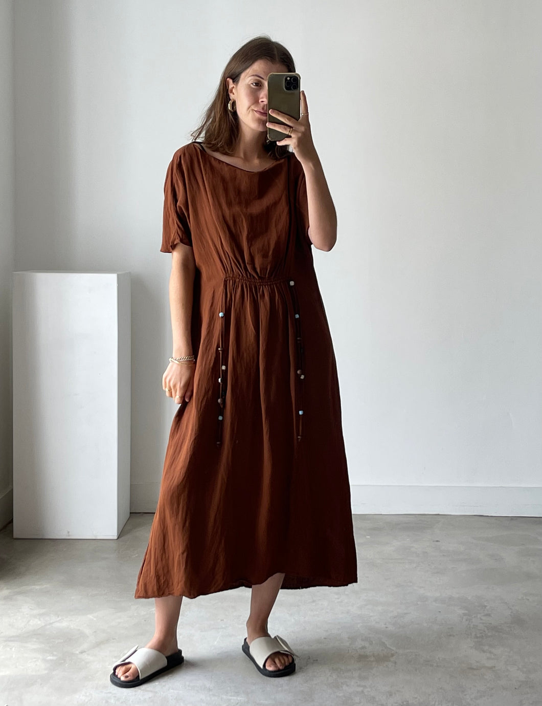 Zara Linen Brown Dress