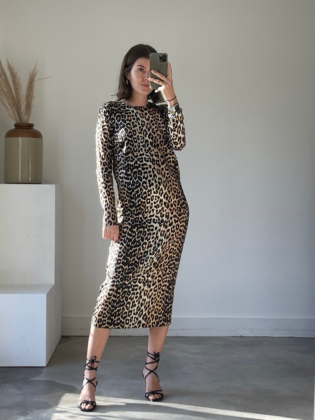 Ganni Silk Leopard Dress NEW